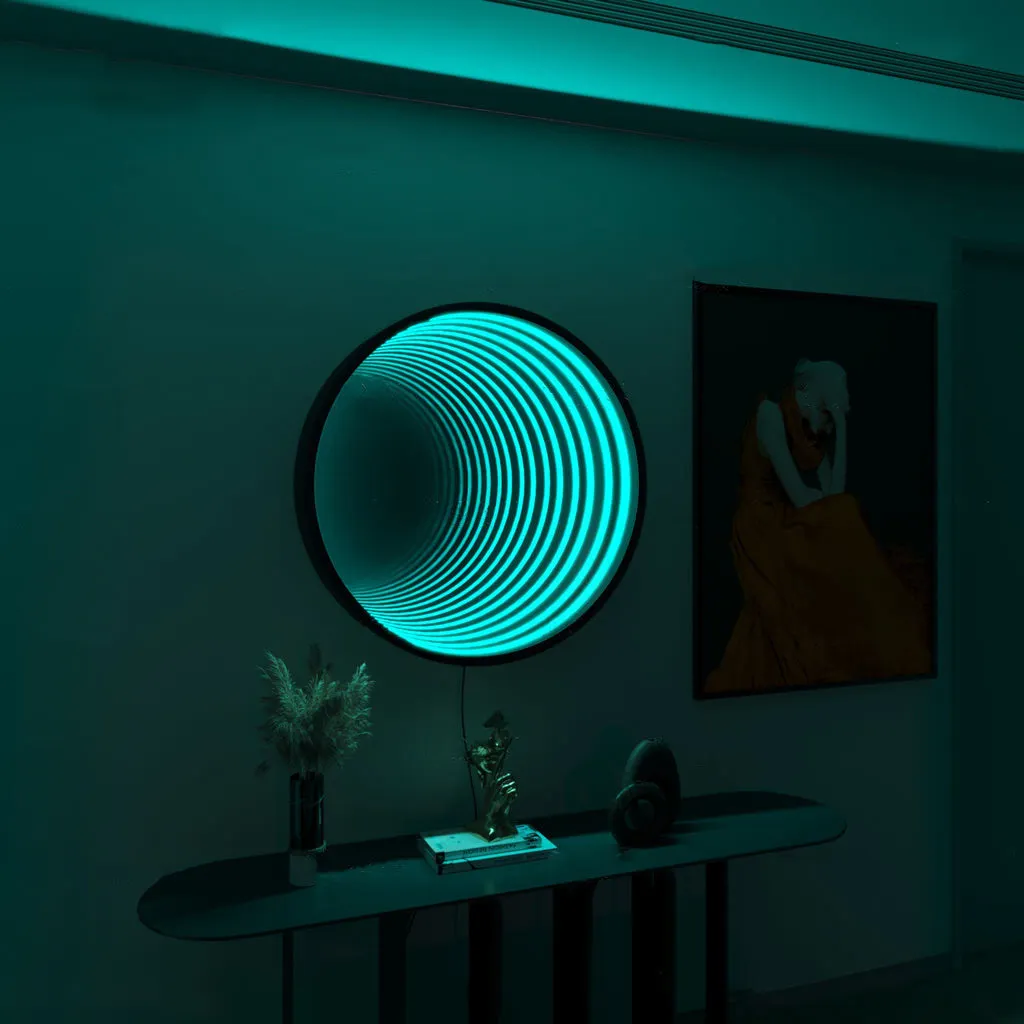 Luminária de parede 3D de vidro infinito inteligente de alta qualidade com iluminação moderna redonda para decoração de parede