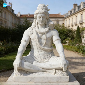 हस्तनिर्मित डिजाइन आउटडोर बड़े संगमरमर भगवान शिव और भारतीय बुद्ध प्रतिमा उद्यान और विला के उपयोग के लिए - Product Image 4