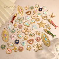 Pendentifs breloques émaillés KAVNAR plaqués or 18 carats, motifs océaniques floraux, étoiles de mer, cœurs, accessoires DIY pour la fabrication de colliers, bracelets et bijoux