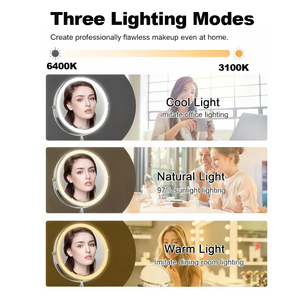 <span class=keywords><strong>Miroir</strong></span> de maquillage éclairé de 8 pouces, grossissement 10x, <span class=keywords><strong>miroir</strong></span> de courtoisie LED rechargeable par USB et à intensité réglable, 360° °   <span class=keywords><strong>Miroir</strong></span> cosmétique de table rotatif - Product Image 4