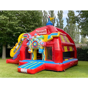 Château gonflable de Noë<span class=keywords><strong>l</strong></span>, château gonflable à thème de Noë<span class=keywords><strong>l</strong></span>, combo toboggan et trampoline pour fête avec motif Bonhomme en pain d'épices - Product Image 4