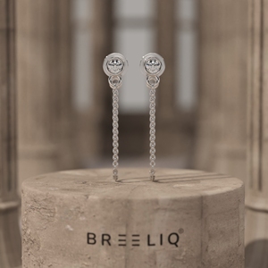 White Gold Bezel Diamond Chain Drop <b>Earrings</b> Elegant Round Cut Diamond Dangle <b>Threader</b> Style - Product Image 3