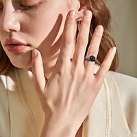 Haute qualité 925 argent Sterling cubique Zircon noir Rose urne anneau bijoux fins pour les femmes
