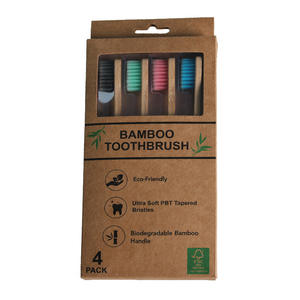 Cepillo de Dientes de Bambú con Cerdas Suaves para Adultos, Caja de 4 Piezas, Diseño de Cola Plana, Uso Doméstico Natural, Venta al por Mayor Transfronteriza - Product Image 4