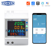 TOMZN Compteur intelligent WIFI 6-en-1 sur rail DIN, moniteur AC 110V 220V 100A, Voltmètre, Courant, Facteur de puissance, Énergie active kWh, Fréquence, TUYA