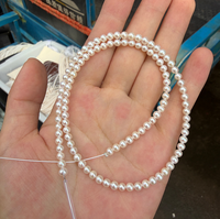Perles d'eau douce rondes de 3,8-4 mm, brins de perles de 15,35 pouces, perles rondes de haute qualité avec légère défauts esthétiques, pour la fabrication de bijoux DIY