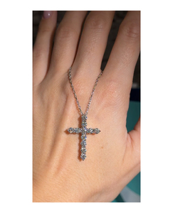 Unisex Fine Jewelry White Gold VS Lab Grown Diamond Vintage Cross Pendant with Chain Pendant <b>Necklace</b> for Weddings <b>Rings</b> - Product Image 2