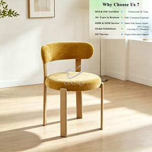 Silla de Comedor OKAY de Estilo Nórdico, Lujosa, para Hogar o <span class=keywords><strong>Restaurante</strong></span>, con Respaldo Curvo Tapizado, Moderna, Minimalista, de Madera Maciza y Tela - Product Image 1