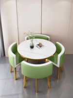 Table à manger ronde de luxe très vendue avec chaises en métal et plateau en MDF pour salon, restaurant, bar, bureau - 1 table et 4 chaises