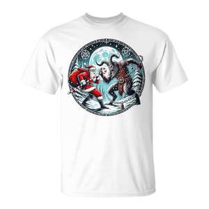 Camiseta Santa Vs Krampus Christmas Horror Holiday Tri Blend - Product Image 1