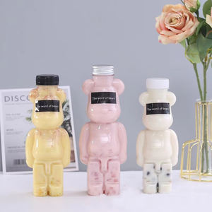 500ml Transparent <b>Bear</b> Shape Reusable Disposable Plastic Juice <b>Bottle</b> for Making Juice Milk Tea Mineral <b>Water</b> Screw Cap - Product Image 1