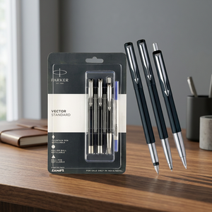 ปากกาโรลเลอร์บอล ปากกาหมึกซึม ปากกาลูกลื่น รุ่น Parker Vector Standard ชุด 3 ชิ้น (สีดำ รุ่น P57) - Product Image 3