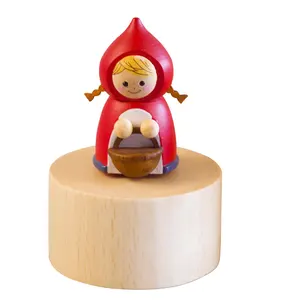 New lovely girl customer animal wooden Red Riding Hood music box for kids