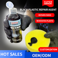 SUPER ARMOR Black Plastic Restorer with Sponge - Ceramic Coating for <strong>Auto</strong> Trim & Plastic Professional Grade Non-Greasy Coating