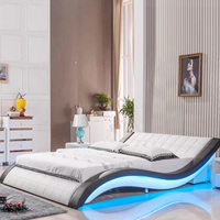 Meubles de chambre à coucher, cadre de lit king size en similicuir, design moderne de luxe, cadre de lit LED, lits capitonnés de luxe queen size