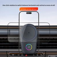 Support de téléphone magnétique sans fil 25W à rotation automatique avec lumière RGB, ventilateur de refroidissement et contrôle tactile