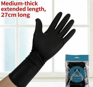 Guantes de peluquería, guantes especiales para lavado de cabello en salón de belleza, engrosados, impermeables, antideslizantes, elásticos, de goma coreana, negros - Product Image 5