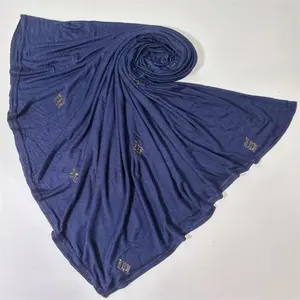荷兰时尚奢华彩色条纹设计女士穆斯林头巾柔软平纹针织棉头巾带石围巾