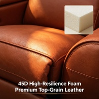 Fauteuil double électrique moderne haut de gamme en cuir véritable pour home cinéma, fonctionnel pour salons et halls, en métal et bois