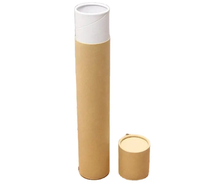 Tubo de envío de cartón reciclado biodegradable/Correo/tubo de embalaje de carteles caja redonda tubo Kraft de papel marrón