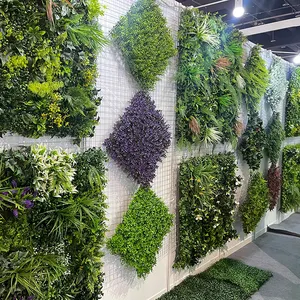 Interior de alta calidad al aire libre de plástico hogar falso verde Panel hierba decoración Planta artificial pared