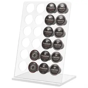 Home Office Counter Acrylic K Cups Coffee Pod Holder Stand Custom Transparent Coffee Capsule Storage Rack 24 pcs Large Capacity