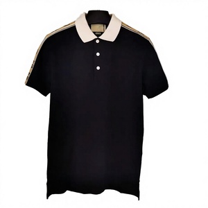 Camisa de punto sólido para hombre con estampado de letra G, versión de alta calidad, estilo urbano, lo último en ventas, con solapa y manga corta. - Product Image 1