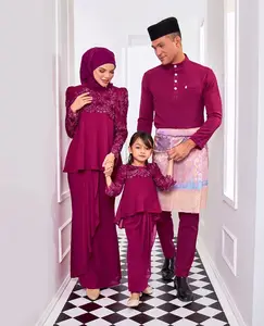 2024 Malaysia abbigliamento tradizionale uomo bambini in raso kurta abiti baju melayu & kurta