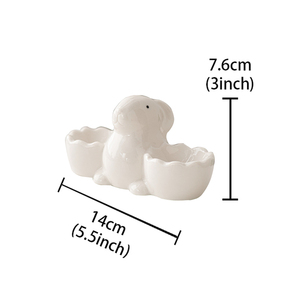 Décoration de Pâques pour la maison, porte-œufs en céramique à double support en forme de lapin, articles de décoration pour la maison, cadeaux de Pâques, porte-œufs - Product Image 6