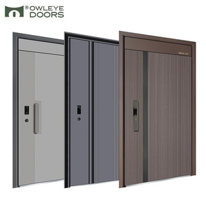 Puerta Exterior de Entrada Dorada, Puerta de Seguridad de Aluminio de 4 mm, Diseño Chino, Antirrobo, con Cerradura Inteligente - Product Image 1