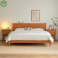 Ensemble de lit tatami en bois de cerisier moderne minimaliste personnalisable, lit double queen king avec rangement pour meubles de chambre à coucher