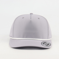 Casquettes de baseball en toile de coton grise à 5 panneaux structurés de haute qualité, personnalisables avec logo brodé, casquettes snapback, vente en gros