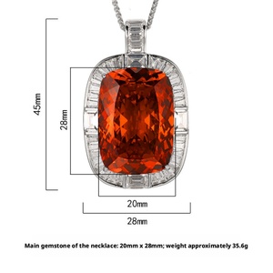 Collier pendentif en laiton de style floral avec grand coussin en zircon cubique, finition polie de qualité supérieure, pour femme, usage quotidien - Product Image 2