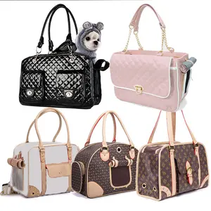 Wholesale Multi Foldable Waterproof Premium PU Leather Pet Travel Purse Handbag Portable Bag Dog Carrier