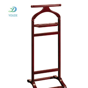 市場卸売無垢材洋服ハンガー靴ハンガー赤茶色木製コートラック - Product Image 4