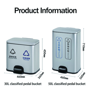 Thép không gỉ 60L kép ngăn rác có thể chân đạp bin với 2 chất thải Thùng nhà bếp tái chế bin - Product Image 6