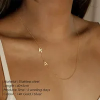 Collier ras du cou personnalisé EMANCO classique plaqué or 14 carats avec pendentif lettre pour femme, chaînes en acier inoxydable, bijoux raffinés