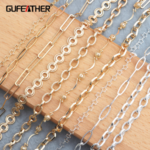 GUFEATHER C38 50cm/lot Chaîne en cuivre <span class=keywords><strong>multi</strong></span>-styles plaqué or 18 carats pour la fabrication de colliers et bracelets, accessoires de bijouterie en vrac - Product Image 1