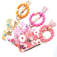Llavero de Cuero Genuino, Resistente, con Bloqueo RFID, Tarjetero, Monedero, Pulsera, Llavero de Lujo para Mujer con Borla, Envío Rápido RTS