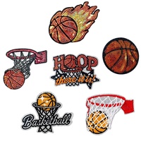 Patch de basket-ball à sequins avec lettrage HOOP, applique sportive thermocollante écologique pour la décoration de casquettes de camionneur, expédition immédiate