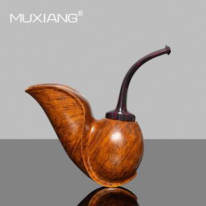 Muxiang Handmade Briarwood Tobacco Pipe Bent Shape Swan Style Smoking Accessory for Men - Product Image 1