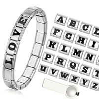 Pulsera de Charms Italianos de Acero Inoxidable con 26 Letras Cristianas DIY, Módulo de Iniciales de Italia, Patrón Gratuito, Combinación Libre, Regalo para Parejas