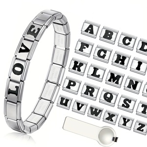 DIY Stainless Steel 26-Letters Italian Charm <b>Bracelet</b> <b>Initials</b> Italy Module <b>Bracelet</b> Free Pattern Mix & Match Gift for Couples - Product Image 1