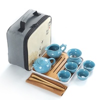 Théière de Kung fu en porcelaine chinoise théière de poisson bleu comprenant une tasse de pot service à thé Kongfu en céramique Portable