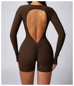 New Arrival Customized Women Tummy Control Bodysuit And Quick Dry Active Wear Jumpsuit With Backless