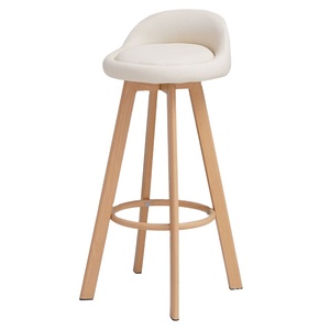 Tabouret de <span class=keywords><strong>bar</strong></span> haut moderne et contemporain en bois massif avec petit dossier rotatif pour les bars de thé au lait branchés et la maison - Product Image 1