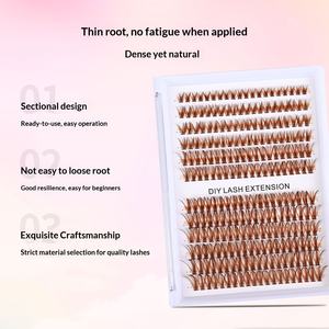 Nouveau style 40P <span class=keywords><strong>Faux</strong></span> cils en vison synthétique brun clair 12 rangées 240 cils Doux Naturel Épais Courbés Confortables Ne pressent pas - Product Image 4