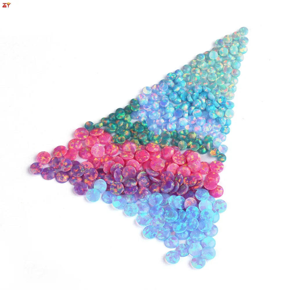 2024 New mini colorful dental jewelry synthetic opal gems for tooth 2mm diy accessory round solid flash tooth gems