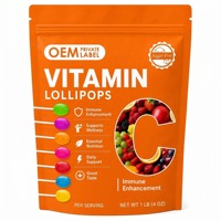 Sucettes OEM au goût de fruits qui stimulent la fonction du système immunitaire, sucettes dures à la vitamine C