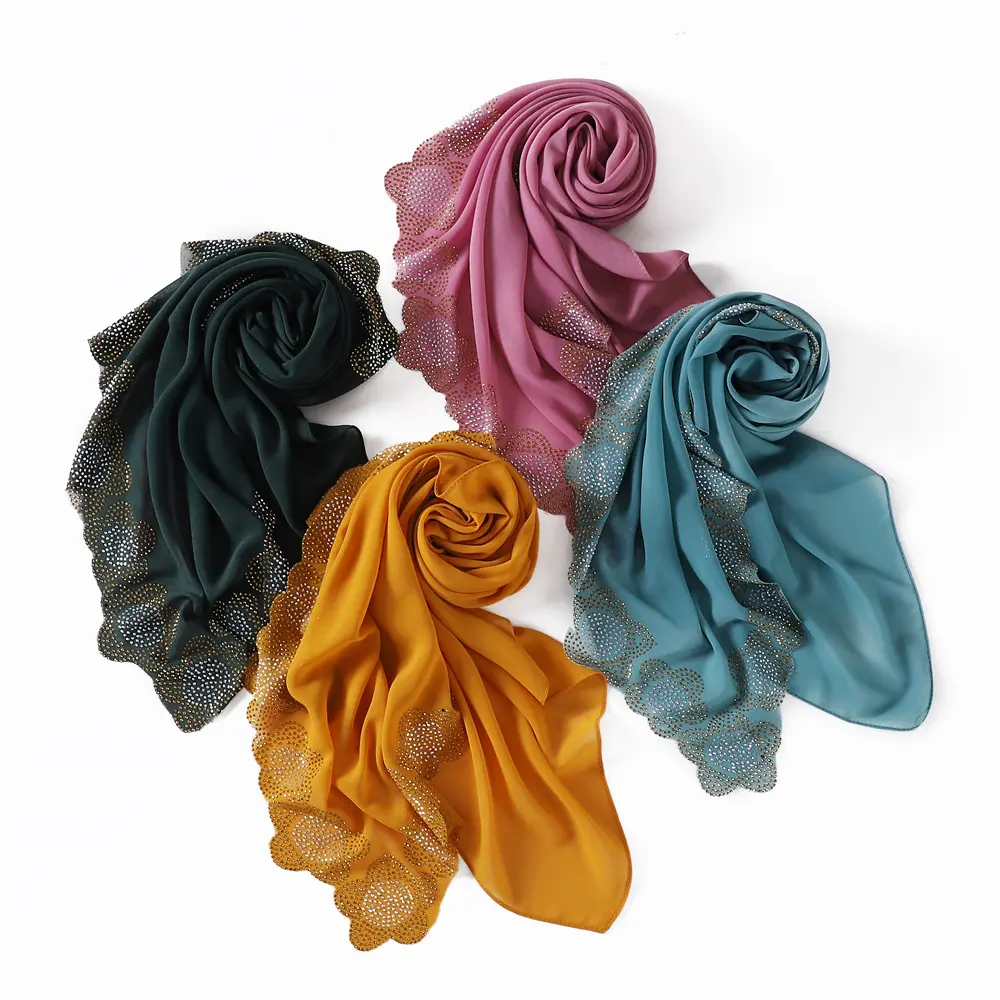 Zipeiwin Factory Direct 90*90 sciarpa quadrata tinta unita sciarpa in Chiffon con taglio lucido Hijab